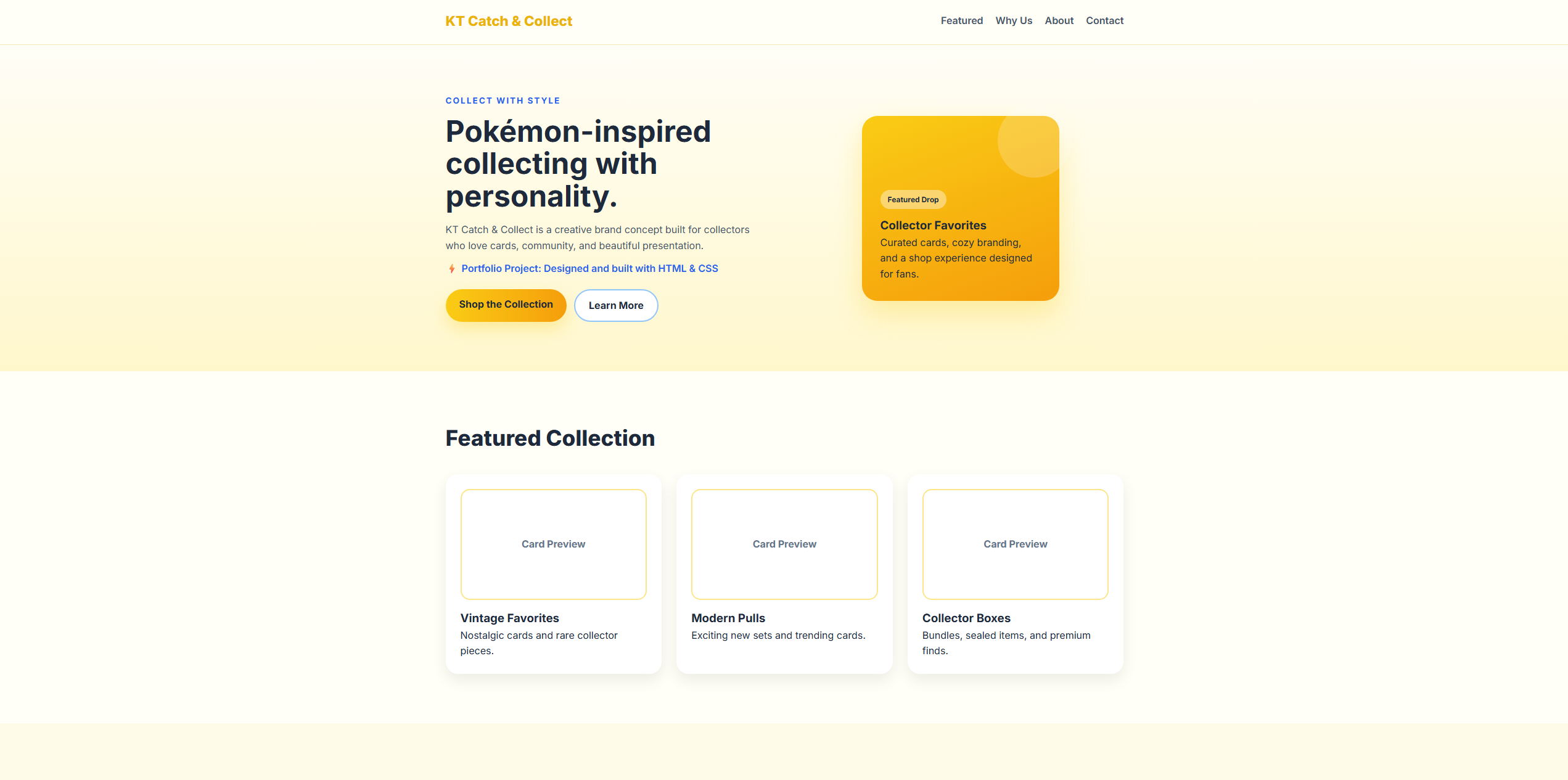 KT Catch and Collect Pokémon trading card website concept by KT Web Studio